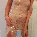 Lulus Dress Maxi Gold Sequin Photo 1