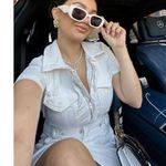 Good American Fit for Success Denim Utility Dress Denim in Wash White Size Small Photo 1