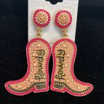 ✨Pink, Gold & Black Cowgirl “Howdy” Boot Earrings 🩷🤠 Pink Photo 1