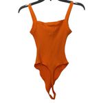 Naked Wardrobe  orange ribbed square neck stretchy tank top bodysuit S Photo 2