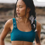 Free People New Seea x  Georgia Surf Top Size Large floral green blue Photo 0