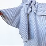 Jealous Tomato  Off the Shoulder Bell Sleeve Pinstripe Dress Size Large Photo 4