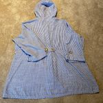 Jones New York Linen Cotton Blend Large Button Hooded Blue Wht Stripe Jacket 2X Photo 5
