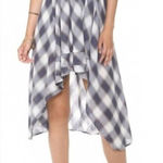 Free People India Gauze Marina Cream Blue Hi-Low Embroidered Dress Size Small Photo 0