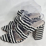 Raye  Revolve Mimi Striped Black Strappy Heeled Mules Womens Size 8.5 Photo 0