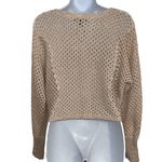 EXPRESS Open Knit Dolman Sleeve Crop Sweater Ivory With Gold Threading NWOT XS Photo 5