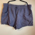 Athleta Shorts Plus Size 26 Blue Cabo Linen Textured 4" Drawstring 100 % Linen Photo 0
