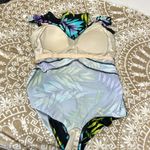 Floral one piece swim dress Sz M/L Black Size M Photo 3