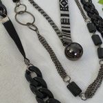 Oxidized Silver and Black Multi Media 2 Piece Necklace Set Photo 4