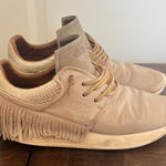 Esseutesse Shoe Size 39 Beige Leather Upper Metallic Foil Fringe Sneakers Tan Photo 0