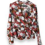 JustFab  women’s size large Floral Wrap v-neck long sleeve top lightweight Photo 11