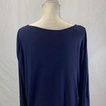 Loft Ann Taylor  Scoop Neck Navy Blue Diamond Pattern 3/4 Sleeve Top Size XL Photo 8