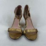 Kate Spade  New York Gold Leather Snake‎ Print D'orsay Pumps Wedge Sandals Sz 7 Photo 1