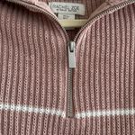 Rachel Zoe Light Pink and White Striped Ribbed Quarter-Zip Sweater, Size Small Photo 10