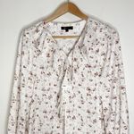 Frye Saltbreeze Combo Ivory/Brown Ruffled V-neckl/cuffs Long Sleeve Blouse M Photo 3