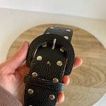 Vintage 90s Black Vegan Leather Silver Studded Belt Size XS Photo 6