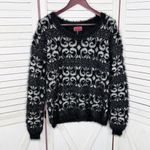 Celsius Premium Scroll Print Fuzzy Eyelash Knit Sweater Black XL Photo 7