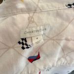 Charter Club  Button Down Linen nautical/flag Print Shirt M Photo 7