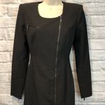 Black Halo NWT  Size 2 The Lizzy Black Asymmetrical Long Sleeve Zip Dress Photo 9