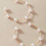 Faux Pearl Hoop Earrings Gold Photo 0