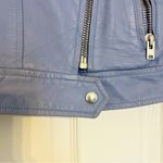 IRO  Women's Hartley Leather Moto Jacket Size 10 In Blue LT Photo 5