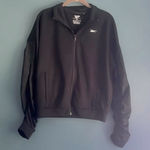 Reebok  black zip up sweatshirt with windbreaker ruffle sleeves women size small‎ Photo 0