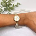 Dainty Gold Tone Pearl Watch Photo 2