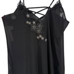 Linea Donatella NWT Black Floral Embroidered Lace Trim Midi Slip Dress Sz Large Photo 6