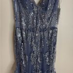Jovani  3675 Embellished Elegant Blue Sequin Evening Gown in ink size 16 formal Photo 5