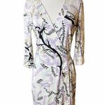 Missoni Wrap Silk Dress Purple Brown White Foilage V-Neck EU 44 / Medium / 6-8 Photo 10