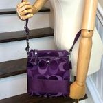 Coach Purple Jacquard Signature C Top Closure Crossbody Tote Shoulder Bag Clutch Photo 2