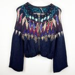 Free People Stand Back Fair Isle Studded Wool Blend Zip Front Cardigan XS Photo 1