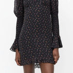 Rat & Boa  NWT‎ Cece Long-Sleeve Floral Black Mini Dress Photo 0