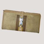 Gucci Leather Long Wallet Jackie Beige Suede Yellow Brown Accents Corduroy Photo 6