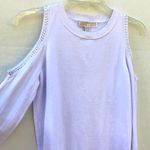 Michael Kors Womens Size Medium white cold shoulder rhinestone studded sweater Photo 5
