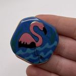 Flamingo Fun Women’s Pierced Costume Earrings Ceramic Handmade Pink  / Blue Photo 6
