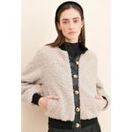 JULES KAE Karlie Tan Fuzzy Bomber Size Medium Photo 1