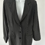 VTG Silk Due Per Due Women's Blazer Black White Striped, Sz 10 (b46) Photo 0