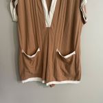 ASOS Design Contrast Collar Oversized Rib Romper In Brown Photo 7