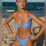 BERLOOK Blue Textured Striped Knot TOP ONLY 10 Photo 1