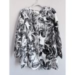 C&C California  Women's 1X Linen Black & White Floral Print Button Down Tunic Photo 3