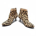 Alex Marie  Leopard Animal Print Sock Booties Shoes Women 7M Pull On Tan Brown Photo 2