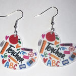 Colorful Teacher Heart Earrings Red Photo 0