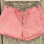 American Eagle Y2K Aztec tribal pattern pink & tan midi stretch cuffed shorts 8 Photo 0