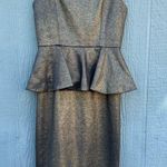 Alice + Olivia  Dahlia Square Neck Peplum Dress Shine Size 4 Photo 0