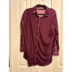 Soft Surroundings  Velvet Button Down Shirt Tunic Burgundy Long Sleeve Size L Photo 1