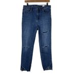 Free People Sunny Skinny Jeans Womens 31 Medium Wash High Rise Distressed Y2K Photo 2