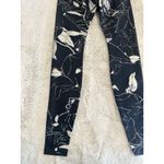 Nike Womens XS Leggings Black Silver Metallic Floral Mid Rise Running Photo 10