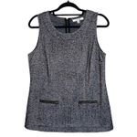 CAbi CeCe Shell Dark Gray Herringbone Tweed Zip Back Tank Top Photo 0