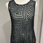Parker Beaded Geometric Sheer Sleeveless Tank Top Womens Small Photo 0
